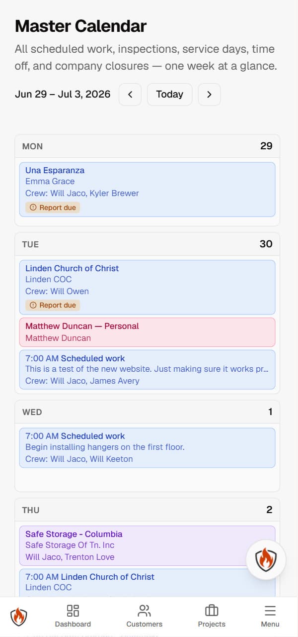 Bruhn & Bruhn scheduling calendar